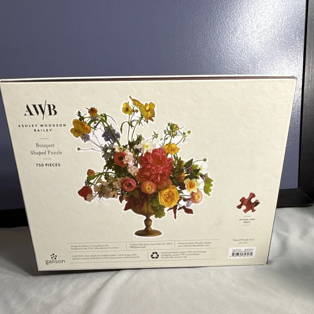 Galison AWB Ashley Woodson Bailey Bouquet Shaped 750 Piece Jigsaw Puzzle